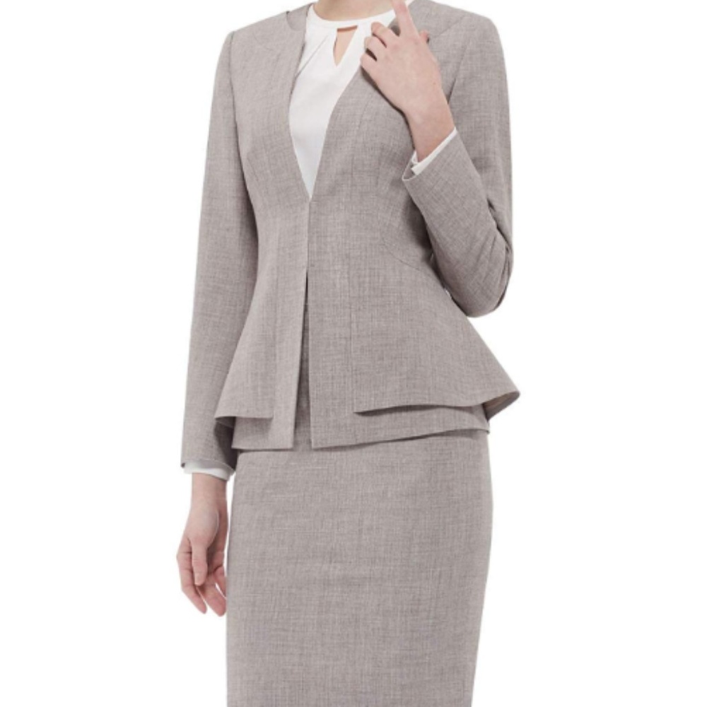 Gray Women Business Blazer + Skirt Suit Set - NEW